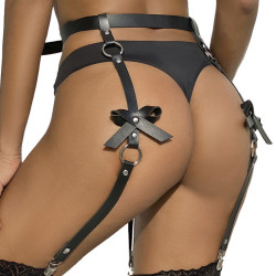 Subblime - Harnais De Jambe Chaîne Cuir Noir Taille Unique